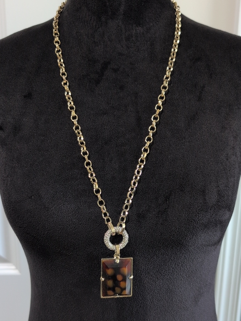 Ann Taylor Gold-Tone Tortoiseshell Pendant Necklace